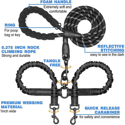 Petoz World BungeeLead — Heavy Duty Dog Leash with Shock-Absorbing Bungee